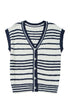 V Neck Striped Button Front Knit Sweater Vest