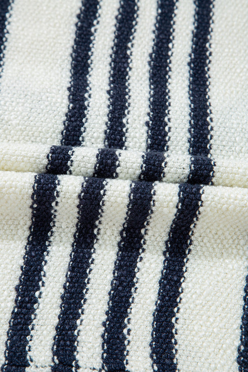 V Neck Striped Button Front Knit Sweater Vest