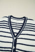 V Neck Striped Button Front Knit Sweater Vest