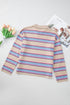 V Neck Striped Collared Long Sleeve Knit Sweater