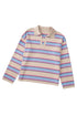 V Neck Striped Collared Long Sleeve Knit Sweater