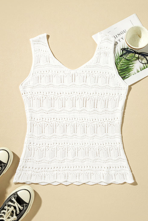 V Neck Textured Hollow-out Sweater Vest