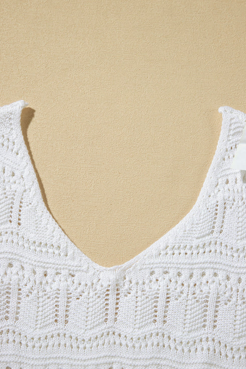 V Neck Textured Hollow-out Sweater Vest