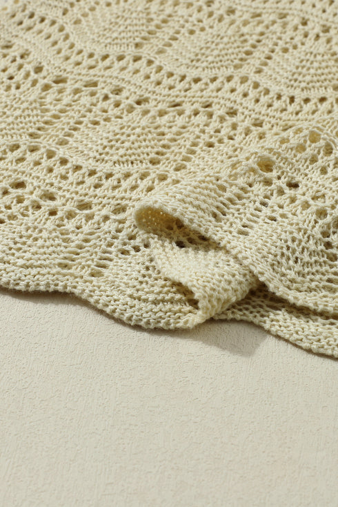 V Neck Textured Hollow-out Sweater Vest