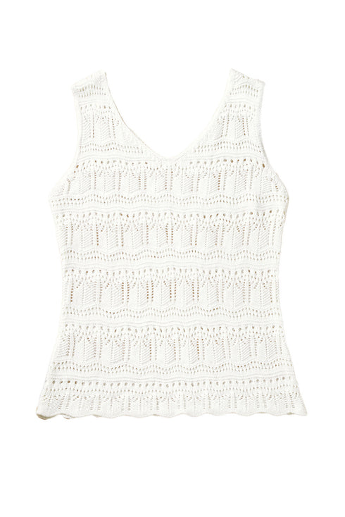 V Neck Textured Hollow-out Sweater Vest