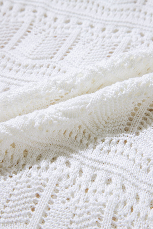 V Neck Textured Hollow-out Sweater Vest