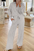 V Neck Top High Waist Pants Coordinated Two Piece Set