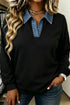 V Neck Tunic Shift Long Sleeve Top