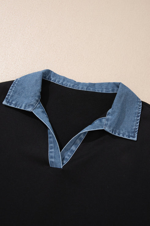 V Neck Tunic Shift Long Sleeve Top