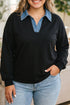 V Neck Tunic Shift Long Sleeve Top