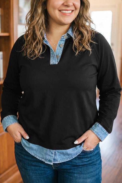 V Shaped Neck Opening Long Sleeve Top