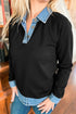 V Shaped Neck Opening Long Sleeve Top