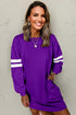 Varsity Banded Sleeve Shift Sweatshirt Mini Dress