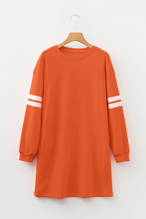 Varsity Banded Sleeve Shift Sweatshirt Mini Dress
