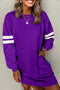 Varsity Banded Sleeve Shift Sweatshirt Mini Dress