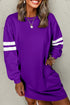 Varsity Banded Sleeve Shift Sweatshirt Mini Dress