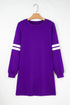 Varsity Banded Sleeve Shift Sweatshirt Mini Dress