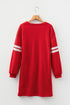Varsity Banded Sleeve Shift Sweatshirt Mini Dress