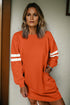 Varsity Banded Sleeve Shift Sweatshirt Mini Dress