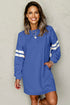 Varsity Banded Sleeve Shift Sweatshirt Mini Dress