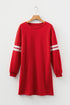 Varsity Banded Sleeve Shift Sweatshirt Mini Dress