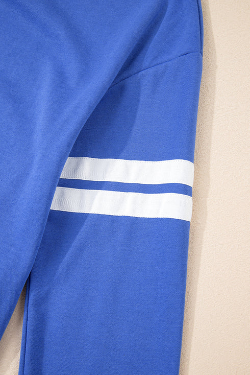 Varsity Banded Sleeve Shift Sweatshirt Mini Dress
