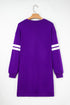 Varsity Banded Sleeve Shift Sweatshirt Mini Dress