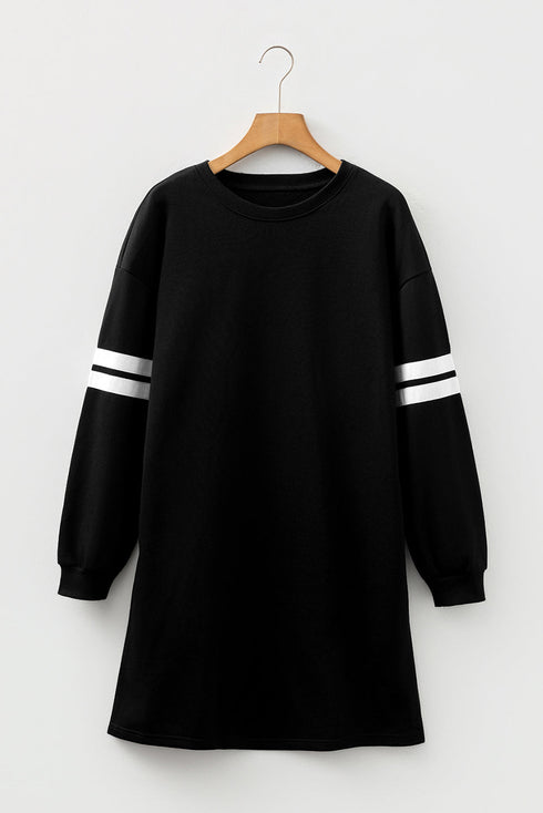 Varsity Banded Sleeve Shift Sweatshirt Mini Dress