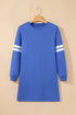Varsity Banded Sleeve Shift Sweatshirt Mini Dress
