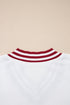 Varsity Graphic Striped V Neck Pullover Sweatshirt