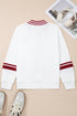 Varsity Graphic Striped V Neck Pullover Sweatshirt