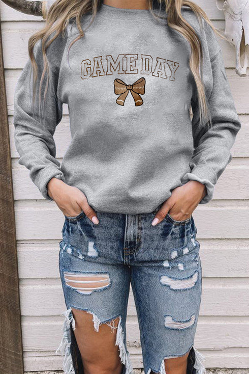 Varsity Letter Game Day Bow Graphic Sweatshirt