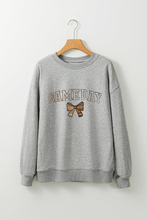 Varsity Letter Game Day Bow Graphic Sweatshirt