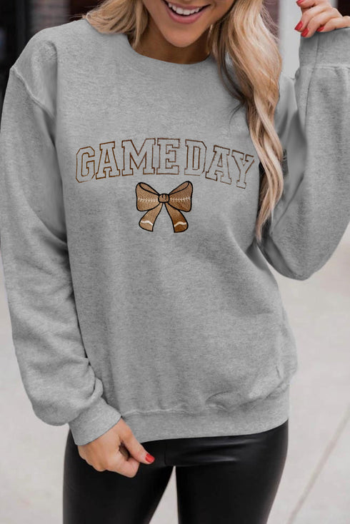 Varsity Letter Game Day Bow Graphic Sweatshirt