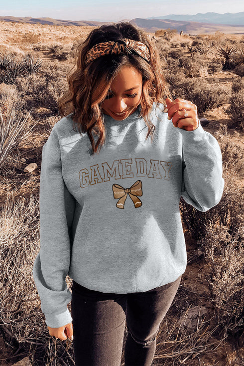 Varsity Letter Game Day Bow Graphic Sweatshirt