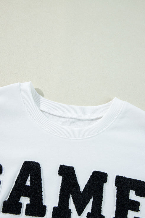Varsity Letter Game Day Graphic Crew Neck Sweatshirt