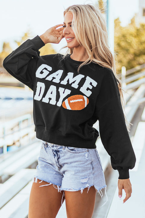 Varsity Letter Game Day Graphic Crew Neck Sweatshirt