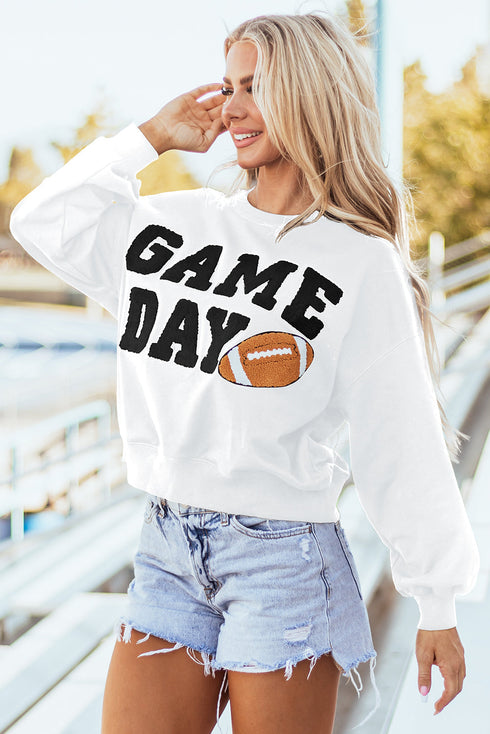 Varsity Letter Game Day Graphic Crew Neck Sweatshirt
