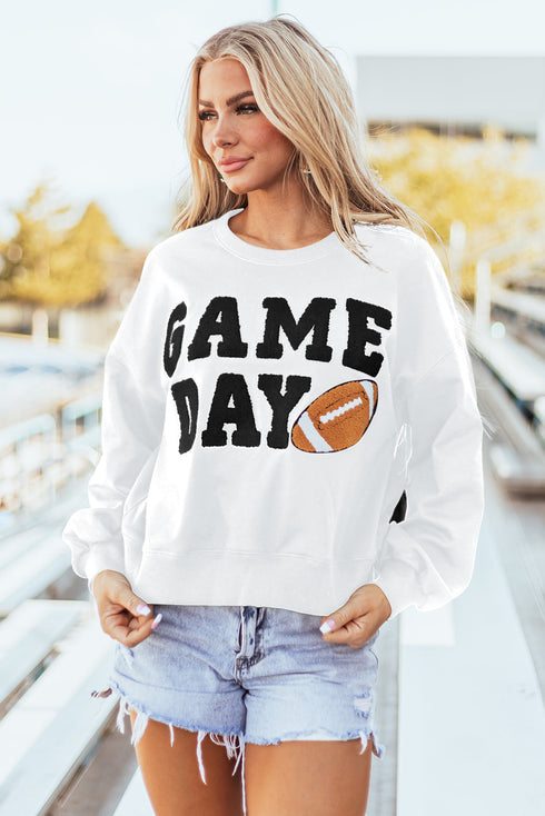 Varsity Letter Game Day Graphic Crew Neck Sweatshirt