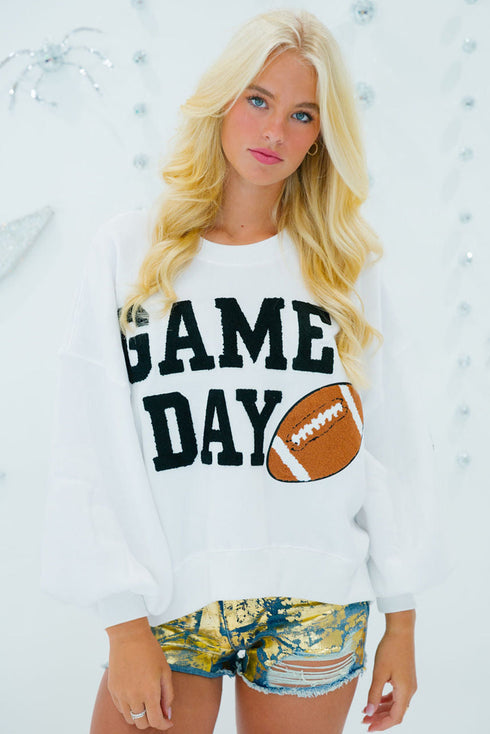 Varsity Letter Game Day Graphic Crew Neck Sweatshirt