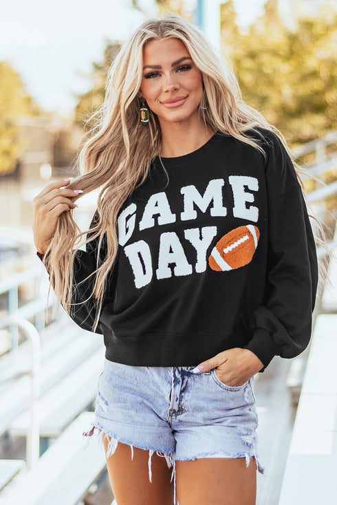 Varsity Letter Game Day Graphic Crew Neck Sweatshirt
