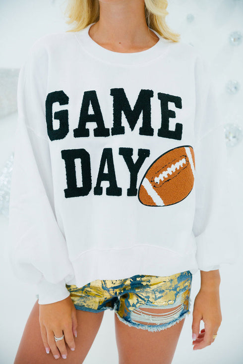 Varsity Letter Game Day Graphic Crew Neck Sweatshirt