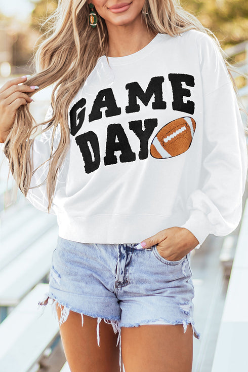 Varsity Letter Game Day Graphic Crew Neck Sweatshirt