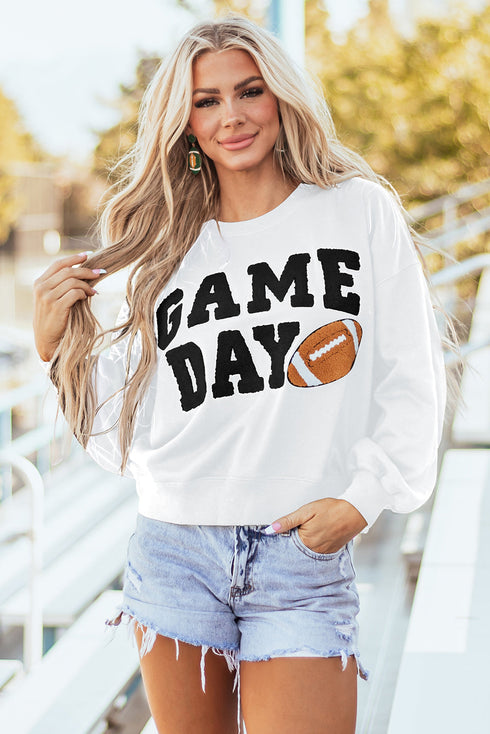 Varsity Letter Game Day Graphic Crew Neck Sweatshirt