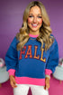 Varsity Letter Graphic Contrast Trim Pullover Sweatshirt