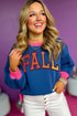 Varsity Letter Graphic Contrast Trim Pullover Sweatshirt