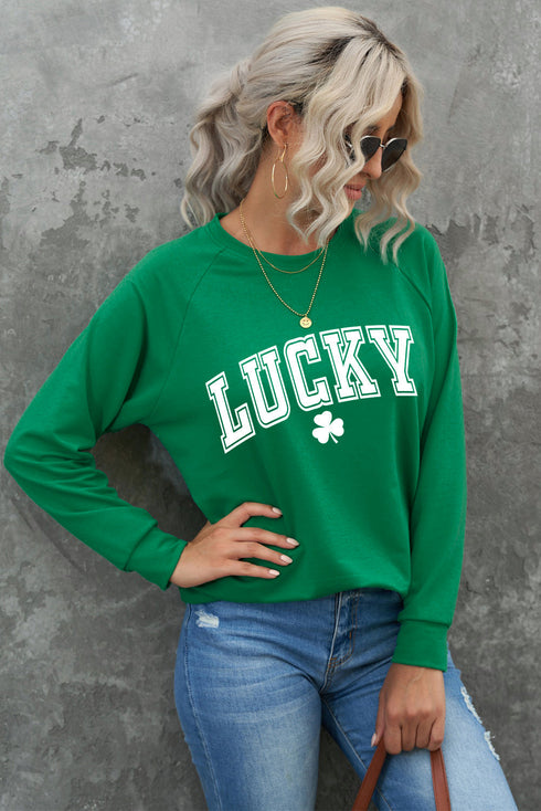 Varsity Letter Graphic Print Crew Neck Pullover Sweatshirt