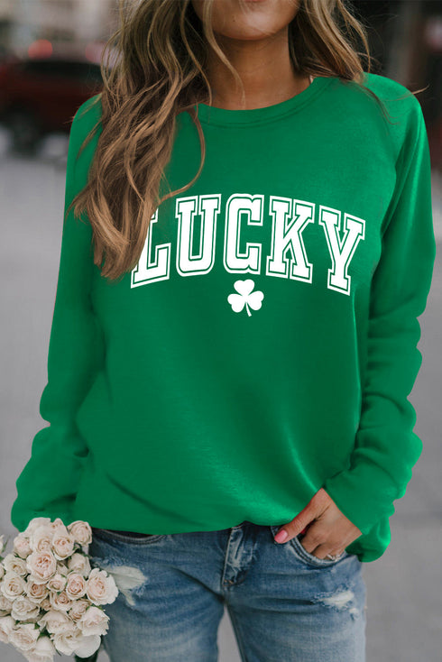 Varsity Letter Graphic Print Crew Neck Pullover Sweatshirt