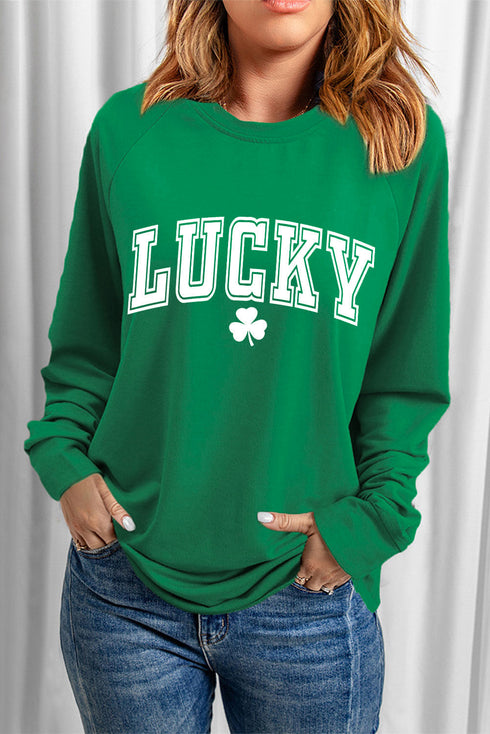 Varsity Letter Graphic Print Crew Neck Pullover Sweatshirt
