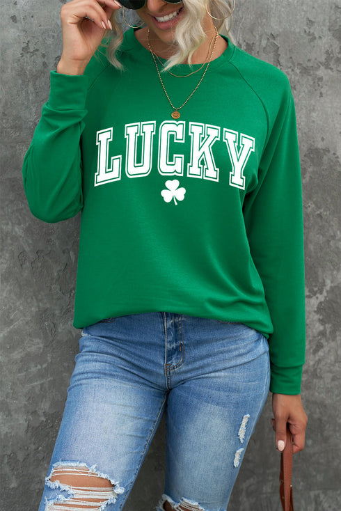 Varsity Letter Graphic Print Crew Neck Pullover Sweatshirt